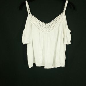 Cold shoulder white crop top